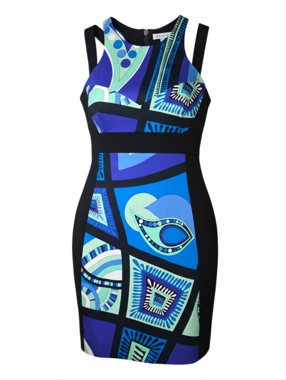 Emilio Pucci Blue Hues OpArt Geometric Mini Dress Size 8 with COA - Picture 3 of 14